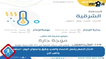 الإنذار الأصفر يشمل الأحساء والعديد وبقيق وذعبلوتن اليوم – استعد وتأهب الآن